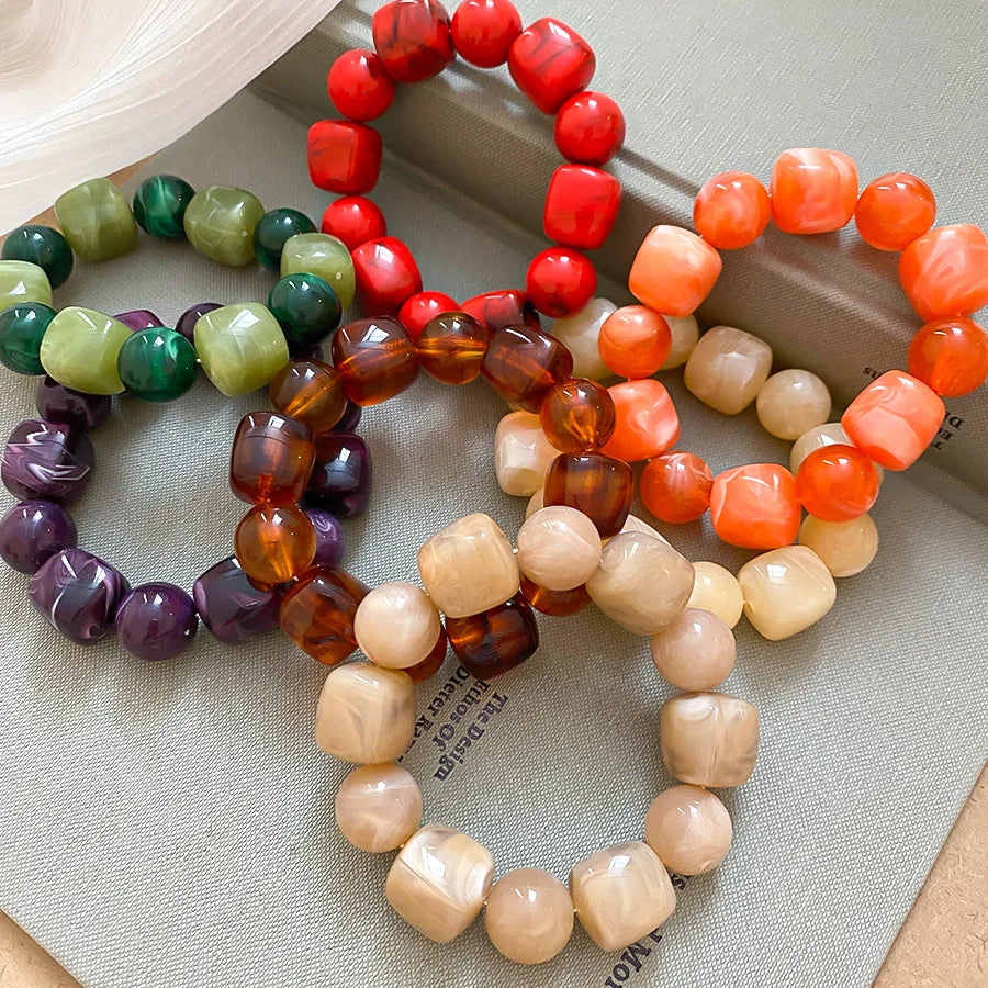 Pulsera Cuentas Acrílico Bohemia Mujer