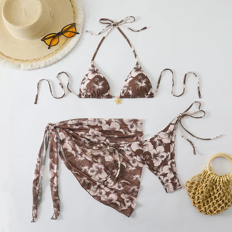 Conjunto Bikini 3 Piezas con Pareo