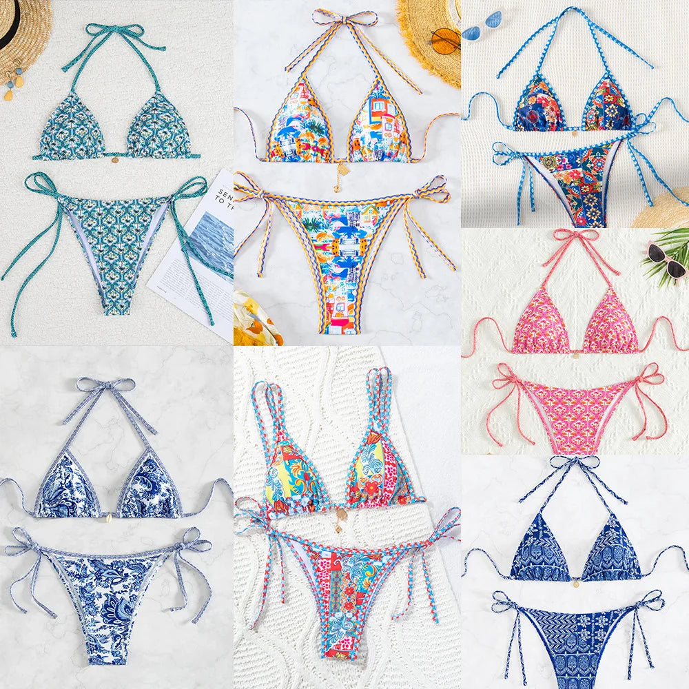 Bikini Floral Triángulo Push-Up