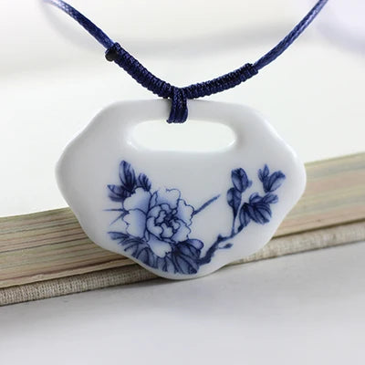 Collar Cerámica Vintage Colgante Floral