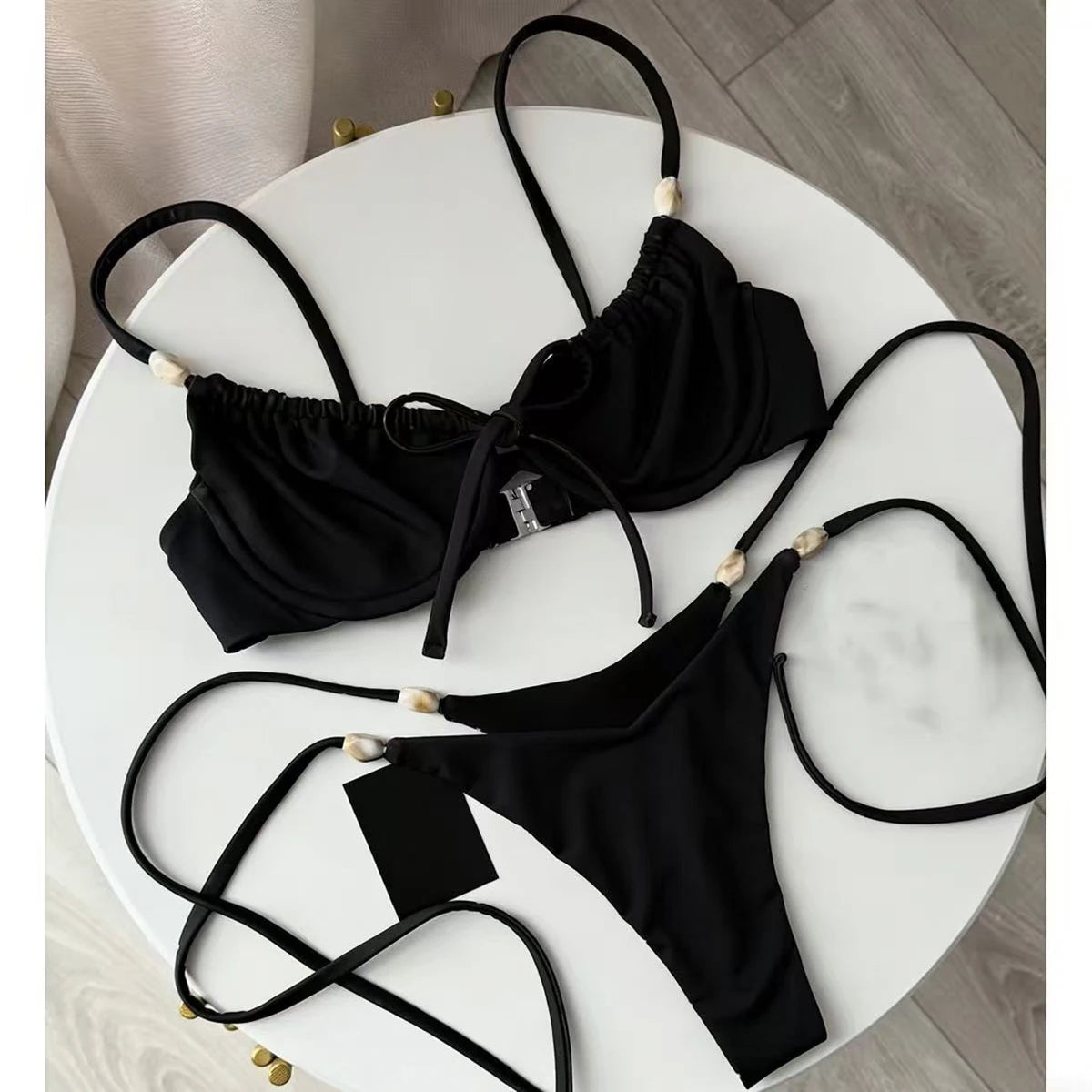 Bikinis Push Up 2026, Traje de Baño Sexy para Mujer, Conjunto de Bikini con Cuentas, Traje de Baño con Puntos, Ropa de Playa