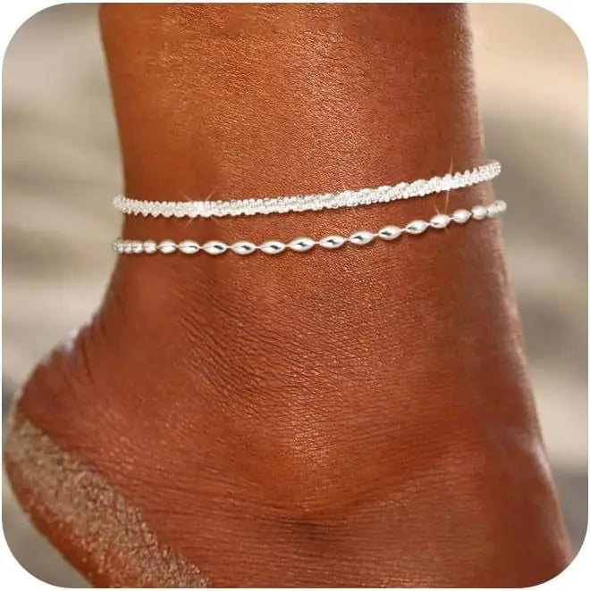 Tobilleras de Plata 925 | Set de Tobilleras para Mujer