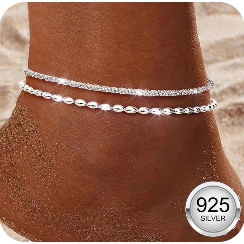 Tobilleras de Plata 925 | Set de Tobilleras para Mujer