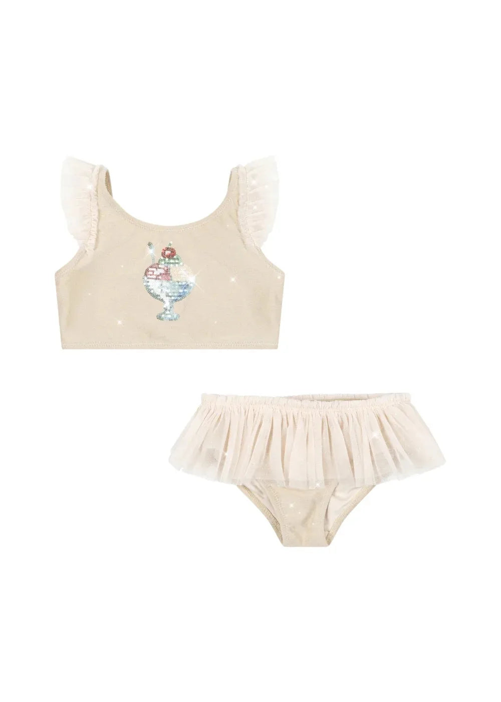 Bikini Niña Estampado con Volantes Estilo Princesa