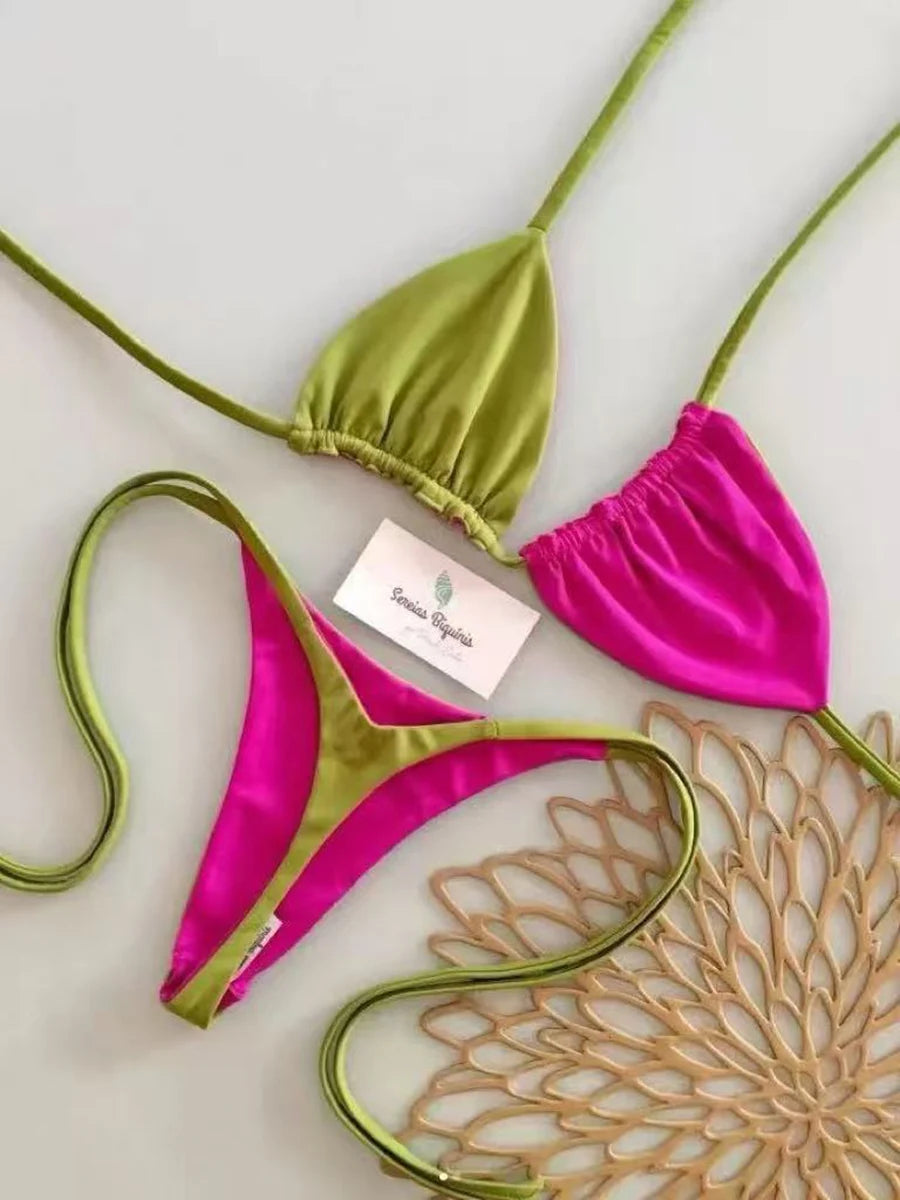 Bikinis de Tiras 2026: Tendencias en Trajes de Baño Femeninos, Conjunto de Bikini a Rayas, Micro Monokini, Traje de Baño, Ropa de Playa