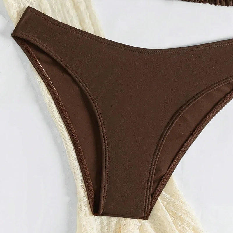 Traje de Baño Sexy de Cuatro Piezas para Mujer 2026, Traje de Baño de Manga Larga, Bikini Sólido de Verano, Ropa de Playa Brasileña, Traje de Baño para Fiesta