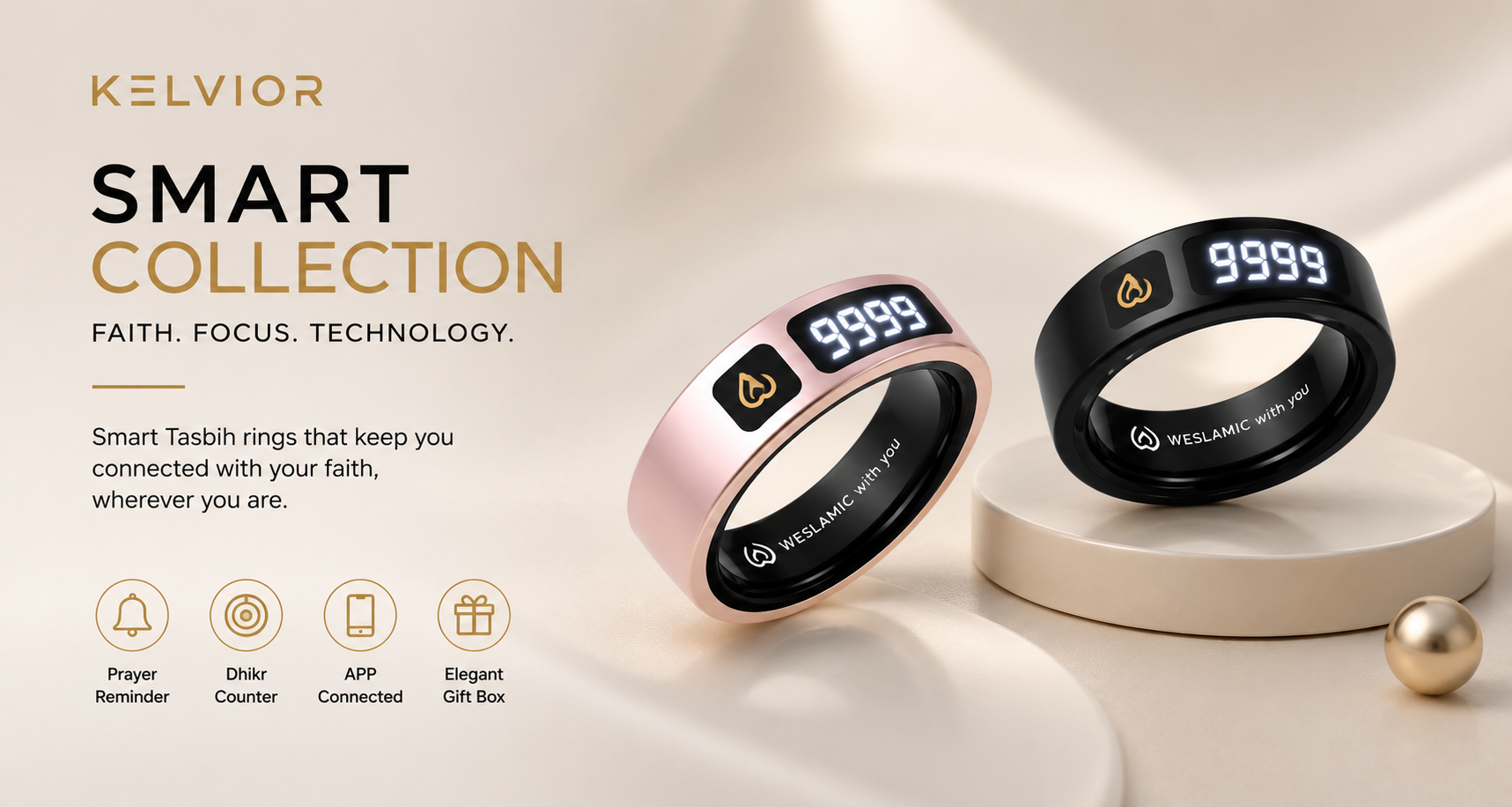 Anillo Zikr WESLAMIC 3.0 detalle del diseño