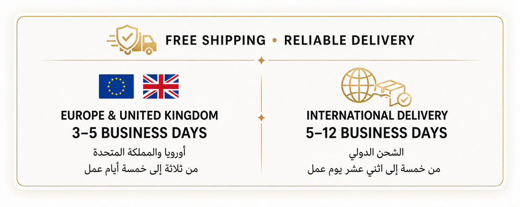 Kelvior free shipping and estimated delivery: Europe and United Kingdom 3–5 business days; international delivery 5–12 business days