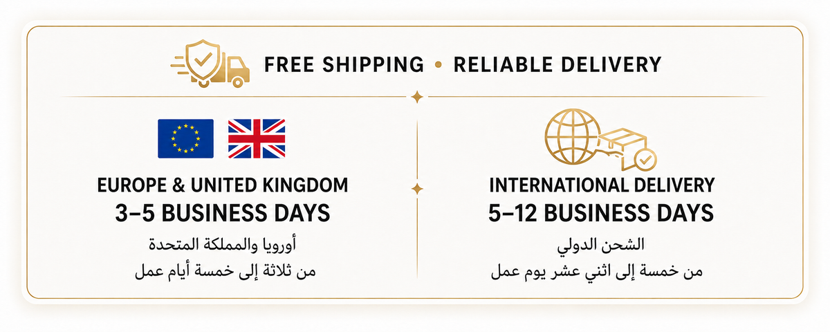Kelvior free shipping and estimated delivery: Europe and United Kingdom 3–5 business days; international delivery 5–12 business days